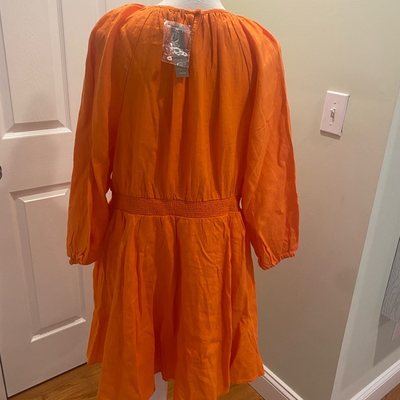 New J.Crew Palermo smocked-waist mini dress in linen, color: fire lily, size: XL - Picture 10 of 10